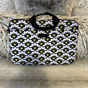 VERA BRADLEY Fanfare Neoprene Laptop Tech Tablet Case Black White Yellow 2014